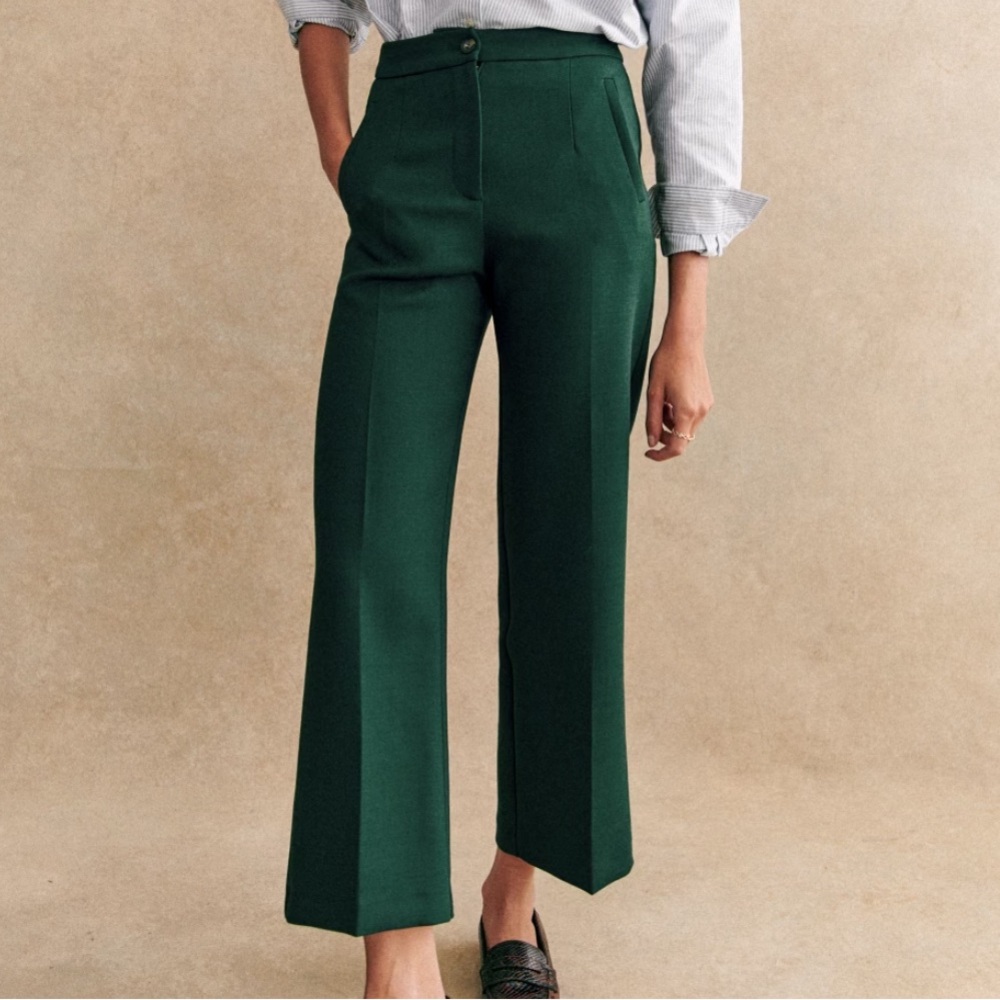 sézane martin crop trousers in green